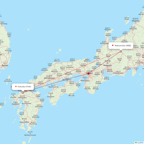 Fuji Dream Airlines flights between Fukuoka and Matsumoto