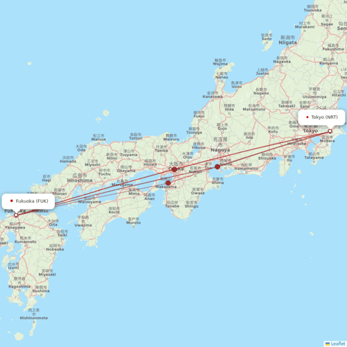 Jetstar Japan flights between Fukuoka and Tokyo