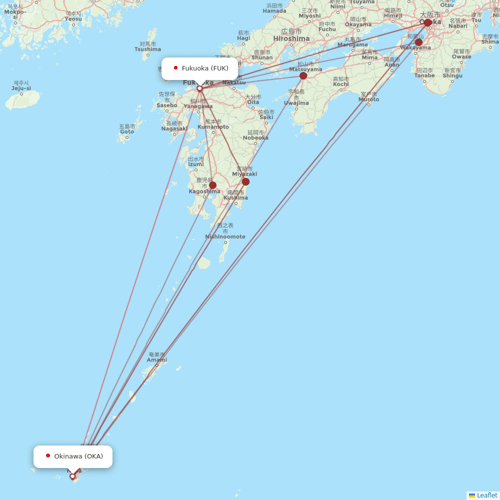 Peach Aviation flights between Fukuoka and Okinawa