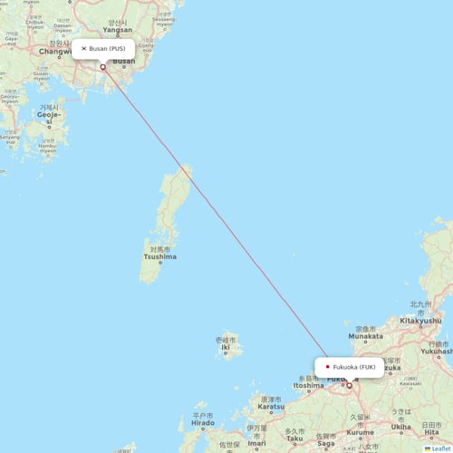 Korean Air flights between Fukuoka and Busan