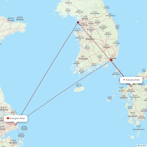 Spring Airlines flights between Fukuoka and Shanghai