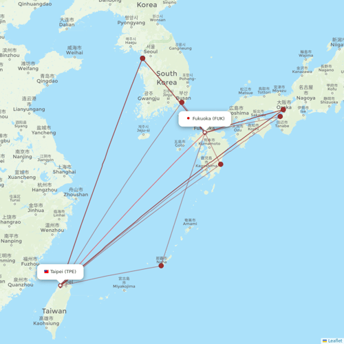 China Airlines flights between Fukuoka and Taipei