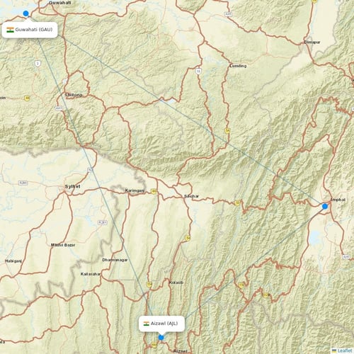 Air India flights between Guwahati and Aizawl
