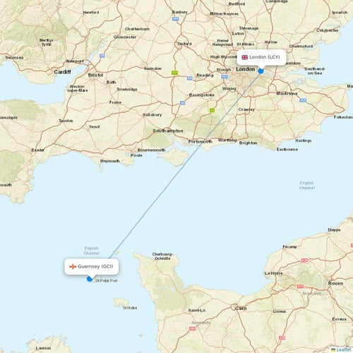 Aurigny Air Services flights between Guernsey and London