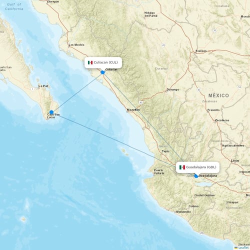 Volaris flights between Guadalajara and Culiacan