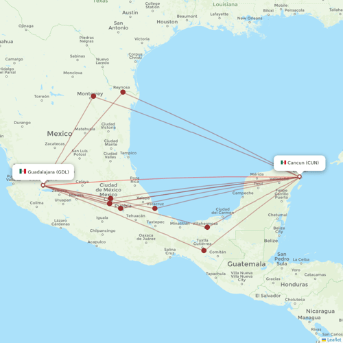 VivaAerobus flights between Guadalajara and Cancun