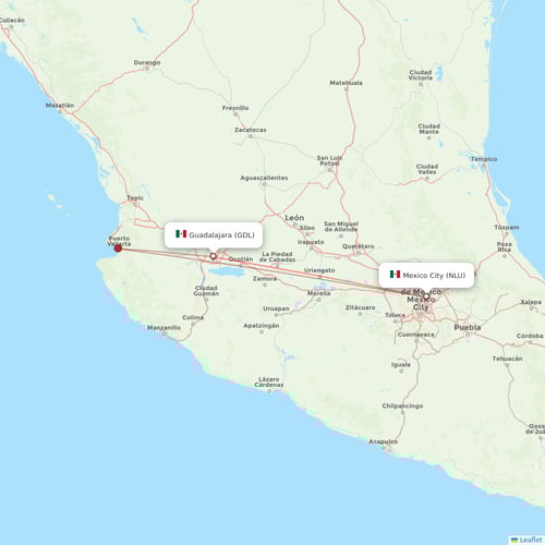 VivaAerobus flights between Guadalajara and Mexico City