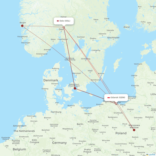 Wizz Air flights between Gdansk and Oslo