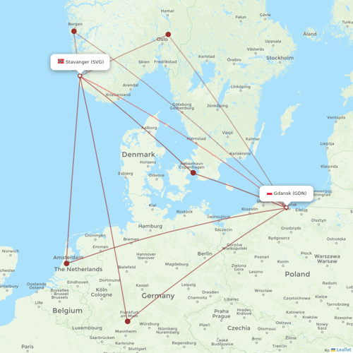 Wizz Air flights between Gdansk and Stavanger
