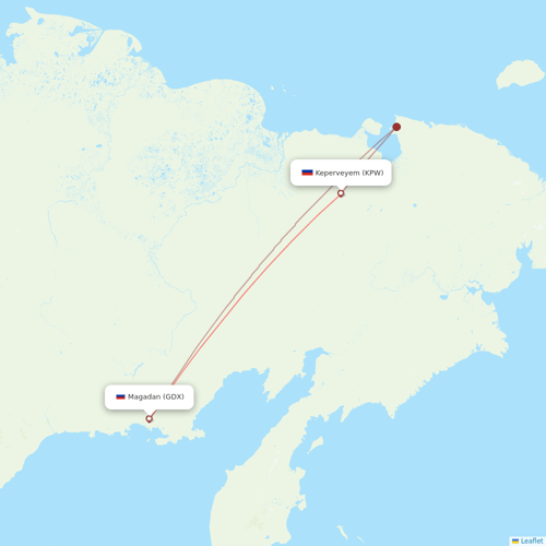 IrAero flights between Magadan and Keperveyem