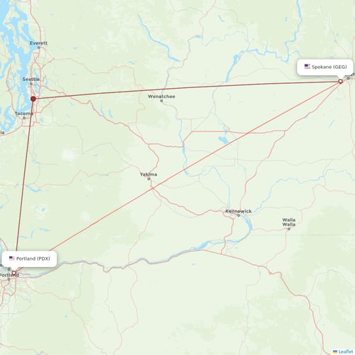 Alaska Airlines flights between Spokane and Portland
