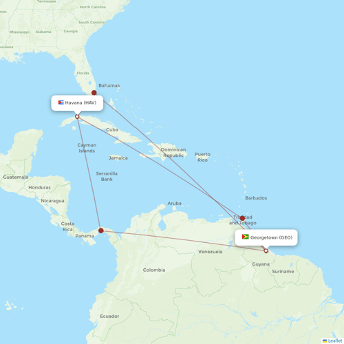Fly All Ways flights between Georgetown and Havana