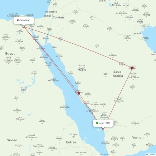 Nile Air flights between Jazan and Cairo