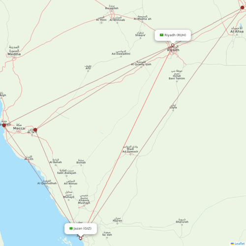 Saudia flights between Jazan and Riyadh