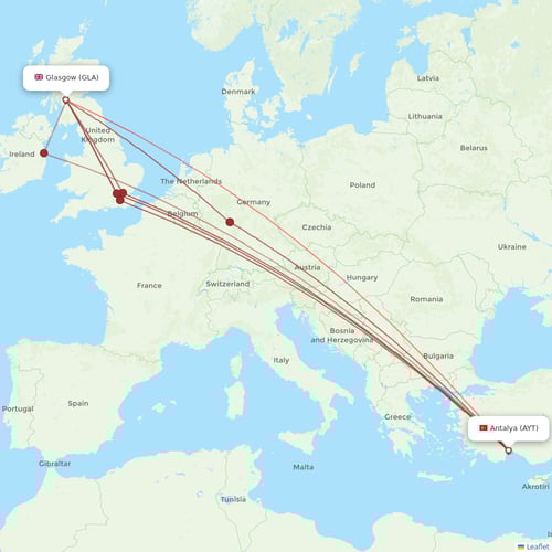 Corendon Airlines flights between Glasgow and Antalya
