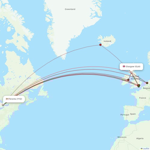 Air Transat flights between Glasgow and Toronto