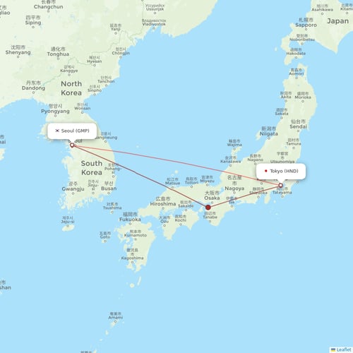 Korean Air flights between Seoul and Tokyo