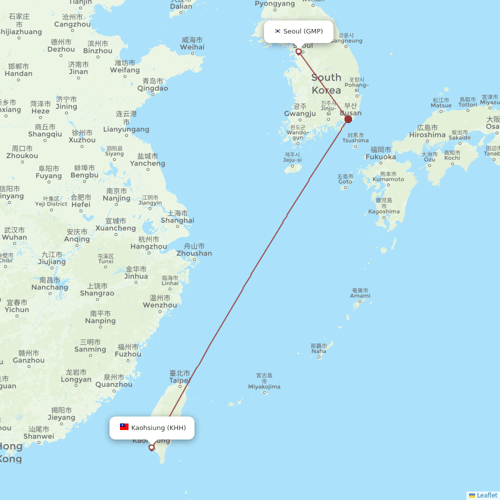 Tigerair Taiwan flights between Seoul and Kaohsiung