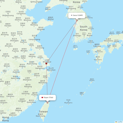 Eastar Jet flights between Seoul and Taipei