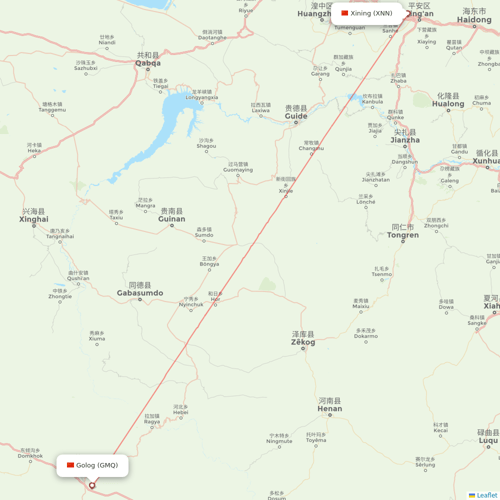Tibet Airlines flights between Golog and Xining