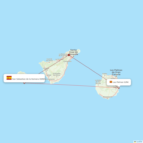 Binter Canarias flights between San Sebastian de la Gomera and Las Palmas