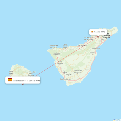 Binter Canarias flights between San Sebastian de la Gomera and Tenerife