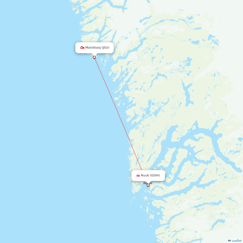 AirGlow Aviation Services flights between Nuuk and Maniitsoq