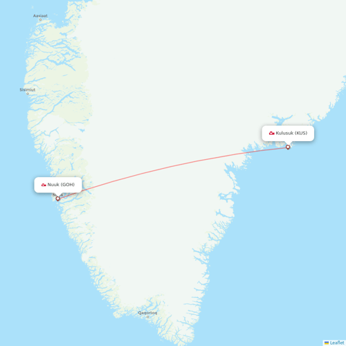 AirGlow Aviation Services flights between Nuuk and Kulusuk