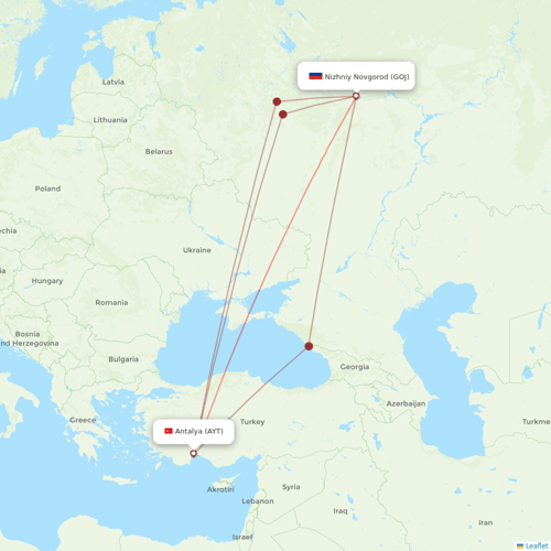 AZUR air flights between Nizhniy Novgorod and Antalya