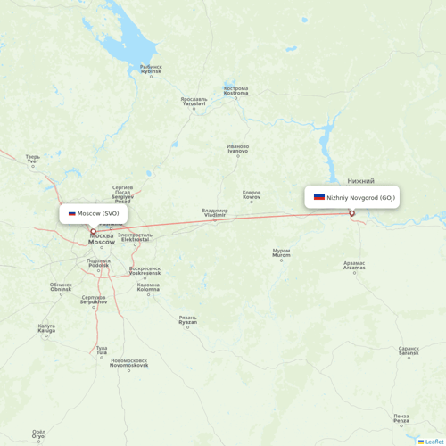 Aeroflot flights between Nizhniy Novgorod and Moscow