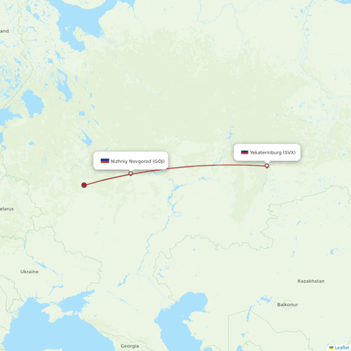 Red Wings flights between Nizhniy Novgorod and Yekaterinburg
