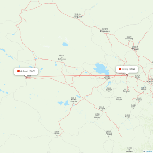 Tibet Airlines flights between Golmud and Xining
