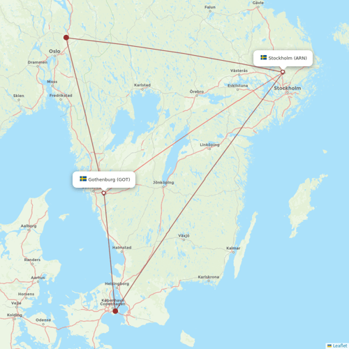 Scandinavian Airlines flights between Gothenburg and Stockholm