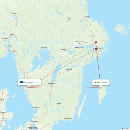Braathens Regional Airlines flights between Gothenburg and Visby