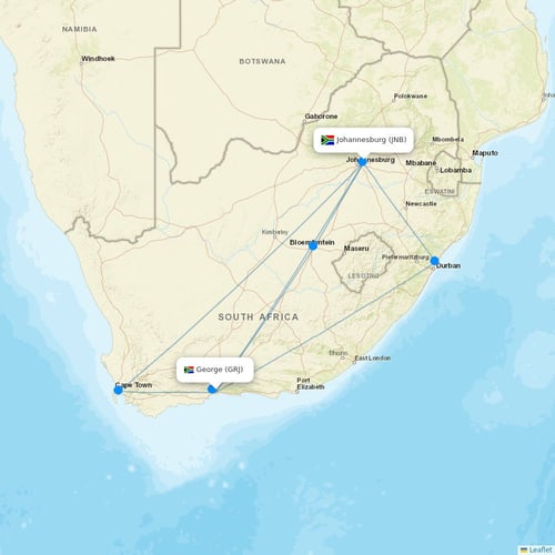 Safair flights between George and Johannesburg
