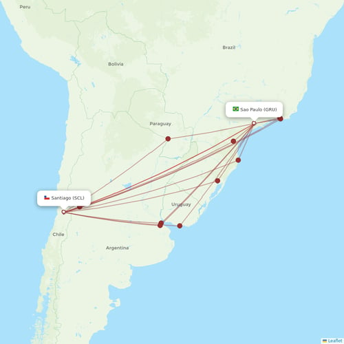 LATAM Airlines flights between Sao Paulo and Santiago