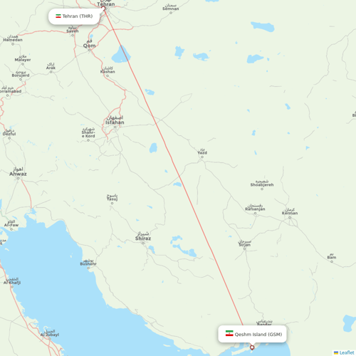 Qeshm Air flights between Qeshm Island and Tehran