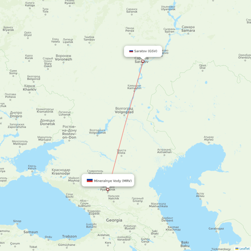 Azimuth Airlines flights between Saratov and Mineralnye Vody