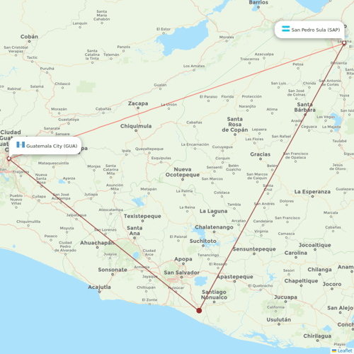 TAG flights between Guatemala City and San Pedro Sula