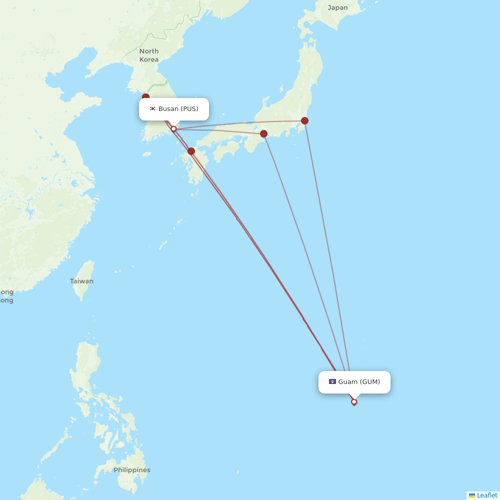 Jin Air flights between Guam and Busan