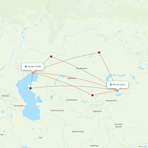 SCAT Airlines flights between Atyrau and Almaty