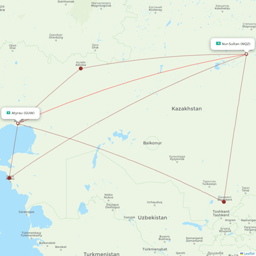 SCAT Airlines flights between Atyrau and Astana