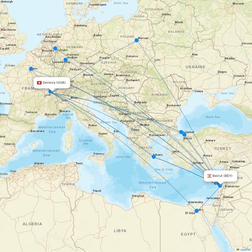 Middle East Airlines flights between Geneva and Beirut