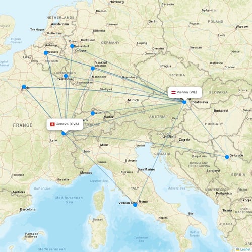Austrian flights between Geneva and Vienna
