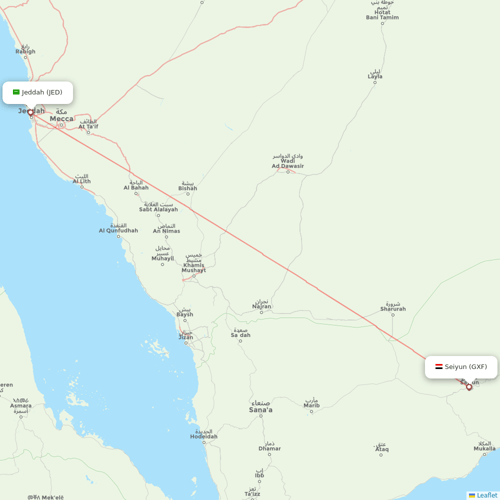 Yemenia flights between Seiyun and Jeddah