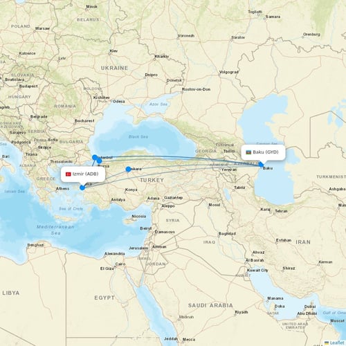 AZAL Azerbaijan Airlines flights between Baku and Izmir