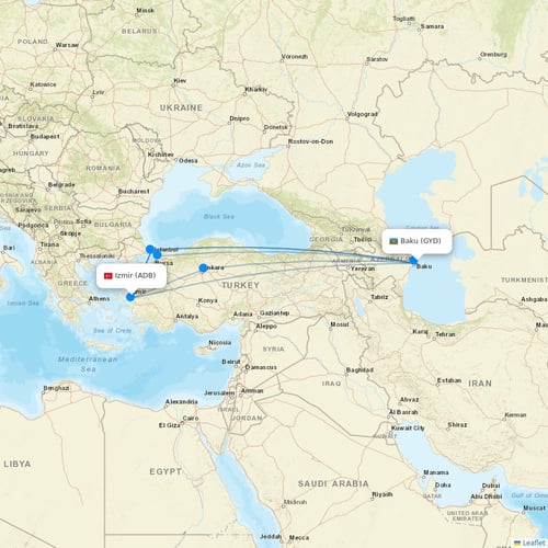 AZAL Azerbaijan Airlines flights between Baku and Izmir