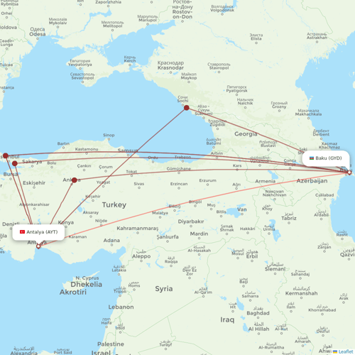 AZAL Azerbaijan Airlines flights between Baku and Antalya