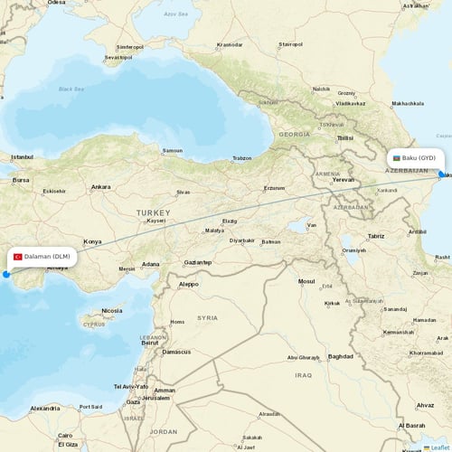 AZAL Azerbaijan Airlines flights between Baku and Dalaman