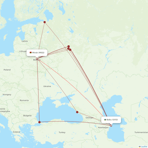 Belavia flights between Baku and Minsk